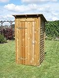 Toilettenhaus, Geräteschuppen aus imprägnierten Kiefernholz mit Flachdach Abmessungen / Lieferumfang: Breite 110cm x Tiefe 110cm Dachhöhe hintere Wand 190cm, vordere Wand 210cm, Dachüberstand 5-10cm Wandbretter ca. 2,2cm stark. Mit 