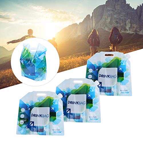 Junlucki Suporte de água, tampa tipo rotação, 3 peças, saco de água potável, portátil para acampamen