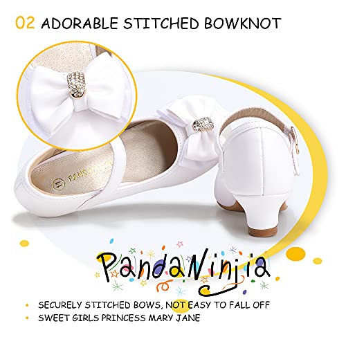 Image of PANDNAINJIA Girls Dress Shoes Toddler Heels Mary Jane Pumps | Little Big Kids Low Heel Flower Girl Bow Wedding Party Church Communion Princess Shoes