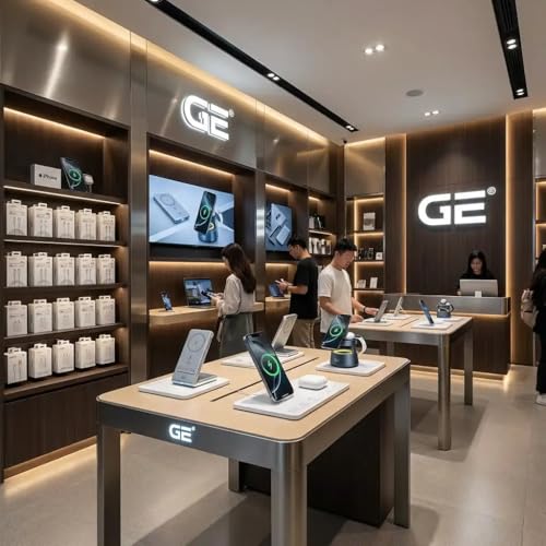 Image of GE 3-in-1 Wireless Charger Dock with 5000mAh Built-in Lithium Battery and Night Light, Compatible with iPhone 12-17 Series, Apple Watch, and AirPods 3rd Gen