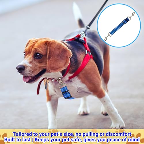 2 Stück Hundeleine Kurz, Reflektierende Nylon Schleppleine mit 2 Karabiner, Verstellbarer Haustier Hundehalsband Clips, für Hundewelpen Lauftraining, Sicher und Langlebig