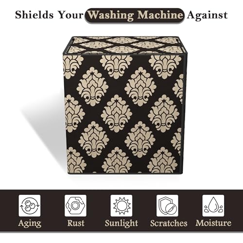 Image of Kuber Industries Cotton Washing Machine Cover Semi Automatic | Washing Machine Cover Top Load - Suitable for 6 Kg, 6.5 Kg, 7 Kg | Kniting Square Design - Brown