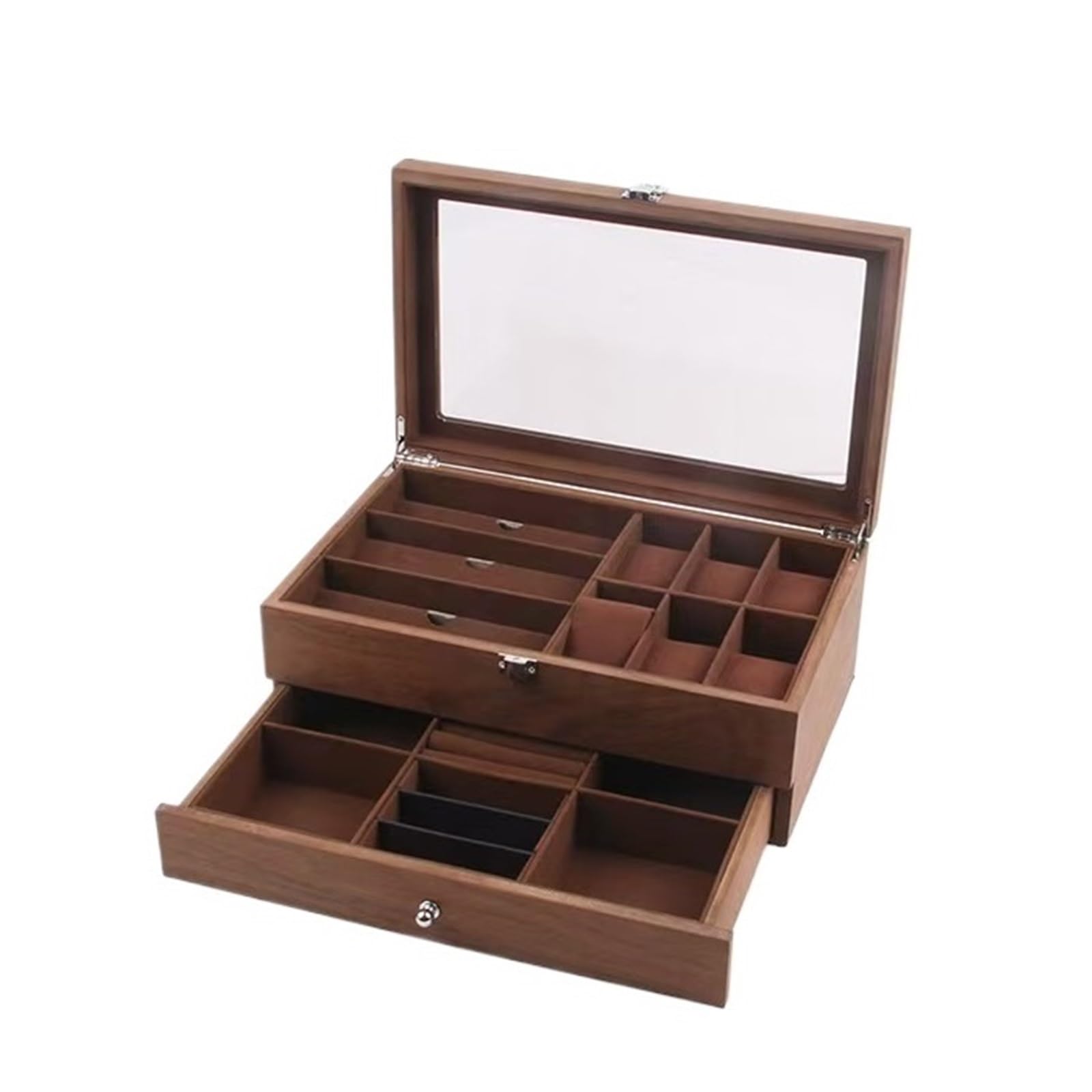 Cajas de madera for relojes con 6/10/12 rejillas, vitrina for relojes, organizador de almacenamiento for guardar joyas.(Double layer)