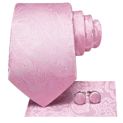 Image of Hi-Tie Men's Tie Sets Silk Paisley Striped Necktie Pocket Square Cuff-links Sets Wedding Business Holiday