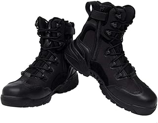 [ANGELCITY] メンズ コンバットブーツ 本革 ミリタリーブーツ軍用靴 タクティカル ブーツ 砂漠靴 ハイカット アウトドア ハイキング ジャングルブーツ サイドジッ パー 通気性 防水 防滑 耐磨耗 A155