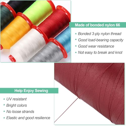 Hilo de nylon coser 1968 yardas tamaño 280D/3 rojo borgoña miniatura 4