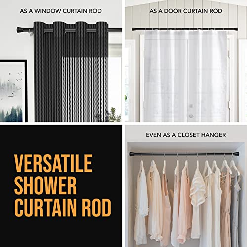 Image of Story@Home Curtain Rod 104-170 CM | Adjustable Curtain Without Drilling | Extendable Shower Curtain Tension Rod | Rustproof Metal Curtain Rod Pipe | Stable Spring Installation | Black