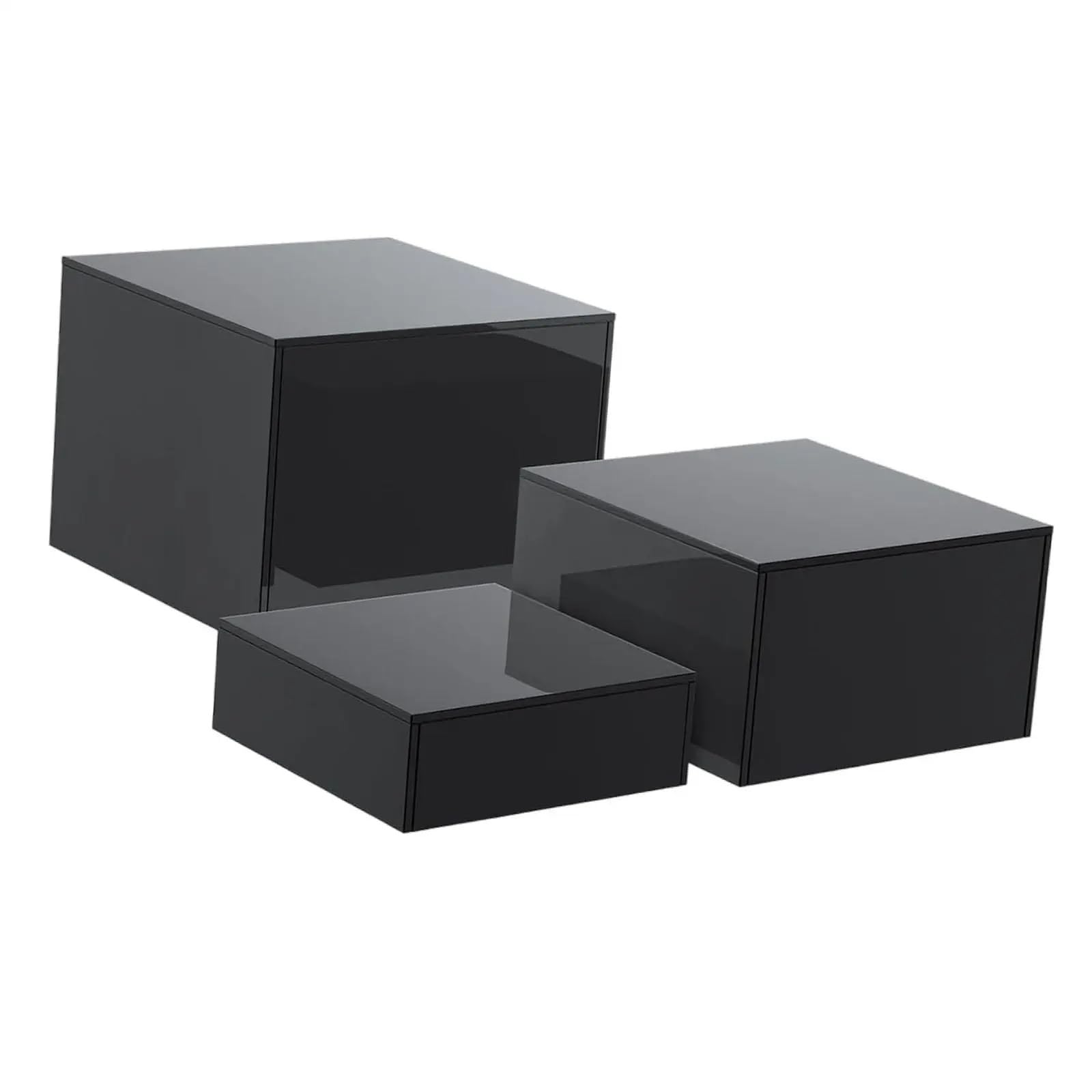 L6NqIAG Buffet Riser 3/4Pcs Buffet Riser Display 5 Sided White Cube Catering Supplies Cake Stands for Food Dessert(3Pcs Black)