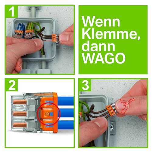 WAGO Verbindungsklemmen 2273-205 | 5 Leiter, bis 2,5 mm², 100 Stück, COMPACT Verbindungsklemme für eindrähtige Leiter… – Ansicht 3