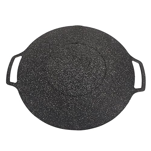 HERCHR Piastra per barbecue coreana, griglia per barbecue antiaderente Padella circolare in lega di alluminio Teppanyaki per grigliate per feste domestiche all'aperto (Tipo universale 36 cm)