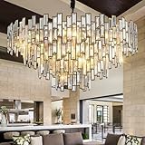 LumaVibe 31.5'' Black Crystal Chandelier, 4-Tier Modern Round K9 Crystal Pendant Light for High Ceilings, Large Hanging Chandelier Light Fixture for Entryway Foyer Stairway Hall Dining Living Room