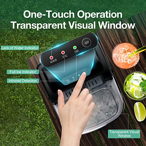 Countertop Ice Maker, Ice Maker Machine 6 Mins 9 Bullet Ice, 26.5Lbs/24Hrs, Portable Ice Maker Machine With Self-Cleaning, Ice Bags, Ice Scoop, And Basket, Ice Maker For Home/Kitchen/Office/Party #TOP3