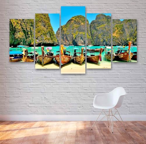 Impression sur toile décoration murale en 5 parties avec cadre robuste