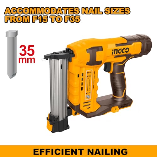 Image of INGCO 20V Cordless Brad Nailer, 3 Nails /s, Electric Nailer Gun, 1000 PCS Brad Nails, With 1Pcs 2.0Ah Battery And Charger, Packed by Carrying Case