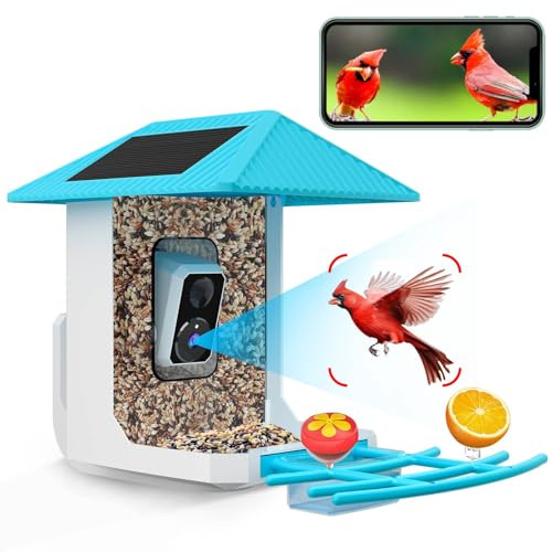 Uniter® 2.5K Smart Bird Feeder with Camera, 5G &2.4G WiFi, Solar Video Birds Feeder with AI Identify Birds Species, Live View, Capture Bird Video, Instant Arrival Alerts, Ideal Gift for Birdlover
