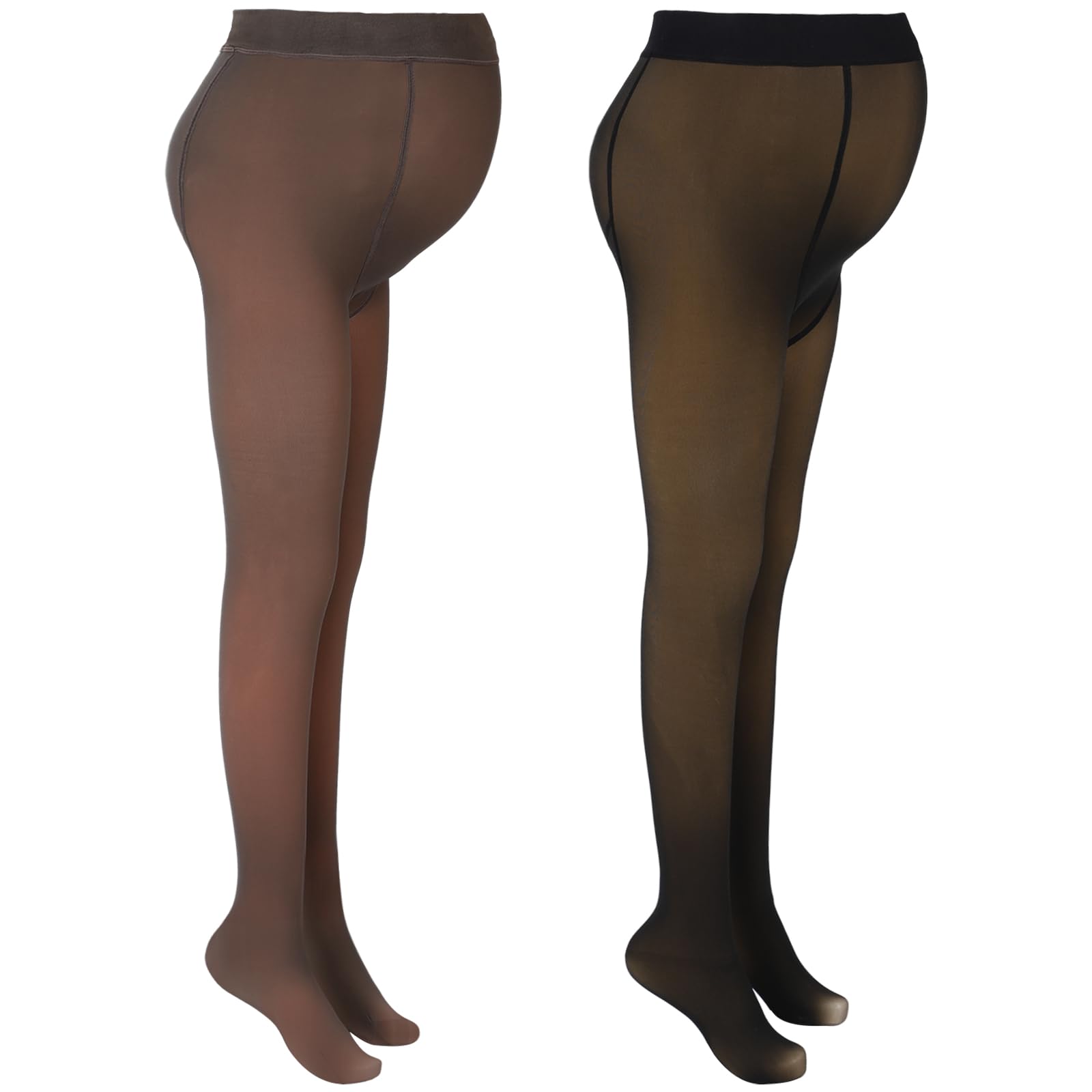 Bonuci Lot de 2 collants de maternité pour femme - Doublure en polaire - Taille haute - Extensible - Chaud