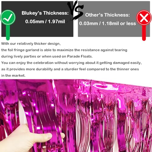 Image of Foil Fringe Garland - Pack of 3- Metallic Parade Floats Skirting Tinsel Streamers Banner for Birthday Wedding Dec 4th of July Homecoming Float (Fuchsia)