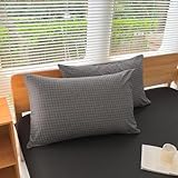 NSNLGSGC Double Duvet Cover Set, Plaid Duvet Cover Double Bed and 2 Pillowcases Bedding Set Easy Care 200 x 200 cm Dark Grey Grid - Image 8