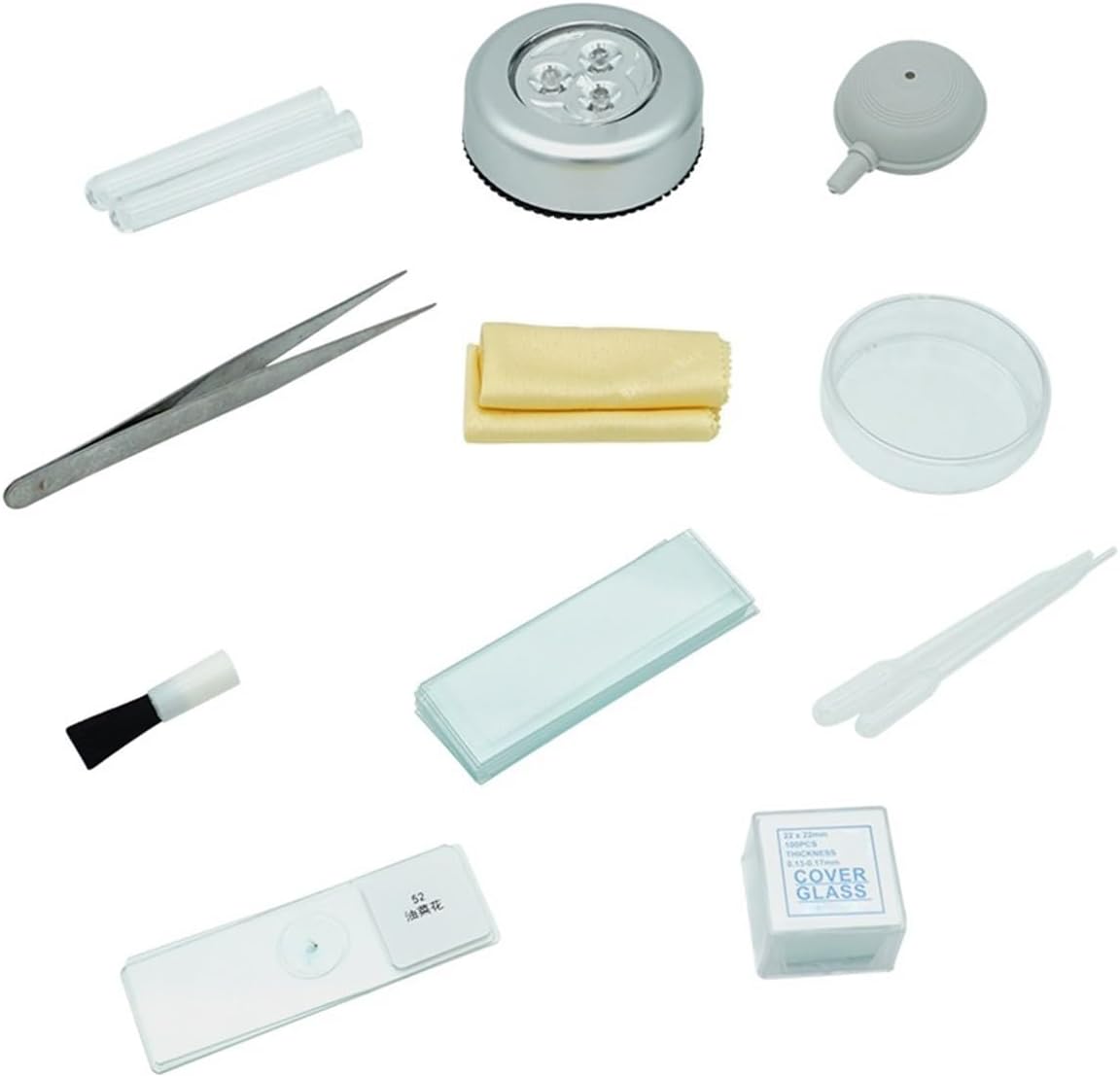 Lab Microscope Slides Microscope Accessories Set Tube Cover Slide Section Microscope Parts(11 Piece Set)