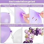 Amandir 150Pcs Purple Balloons Garland Arch Kit, Light Pastel Purple Gold White Confetti Latex Metallic Balloons for Women Birthday Baby Shower Wedding Party Decorations Supplies - Image 3