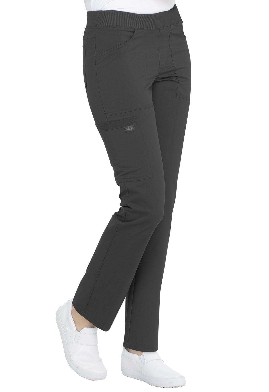 Dickies Pantaloni da donna senza cerniera, vita media, gamba affusolata, con 6 tasche e cintura a costine DK135
