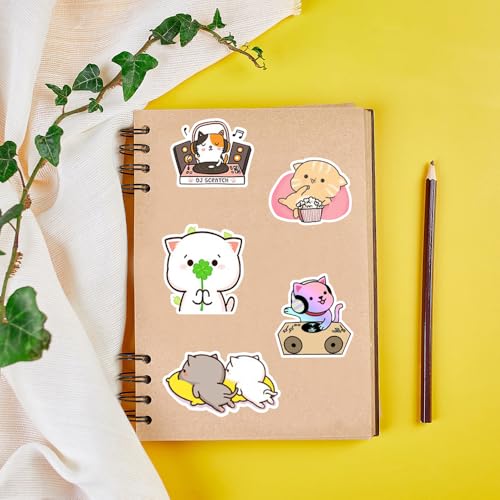 50pcs Cool Cat Stickers Scrapbook, Self-Adhesive Waterproof Vinyl Sticker for Laptops, Aesthetic Decor Journal Stickers Planner Accessories for Luggage, Water Bottles - Image 4