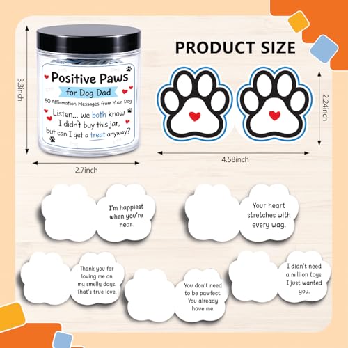 Image of NewEleven Dog Dad Gifts For Men - Fathers Day Gift From Dog, 60 Emotional Support Birthday Gift Cards for Dogs Dad, Brother, Husband - Fur Daddy Gifts From Daughter, Son, Wife - Puppy Positive Jar