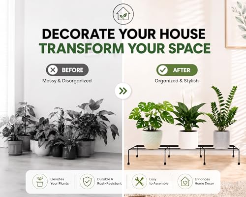 Image of 24 Inch, Set of 4 | Durable 9 Layer Coating Anti-Rust Metal | 80 KG Capacity | Plant Stands for Outdoor Balcony & Indoor Living Room | Pot Stands for Plants in Balcony | Black