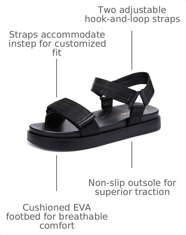 Image of Coutgo Women's Arch Support Adjustable Strap Flat Sandals | Casual Sandals