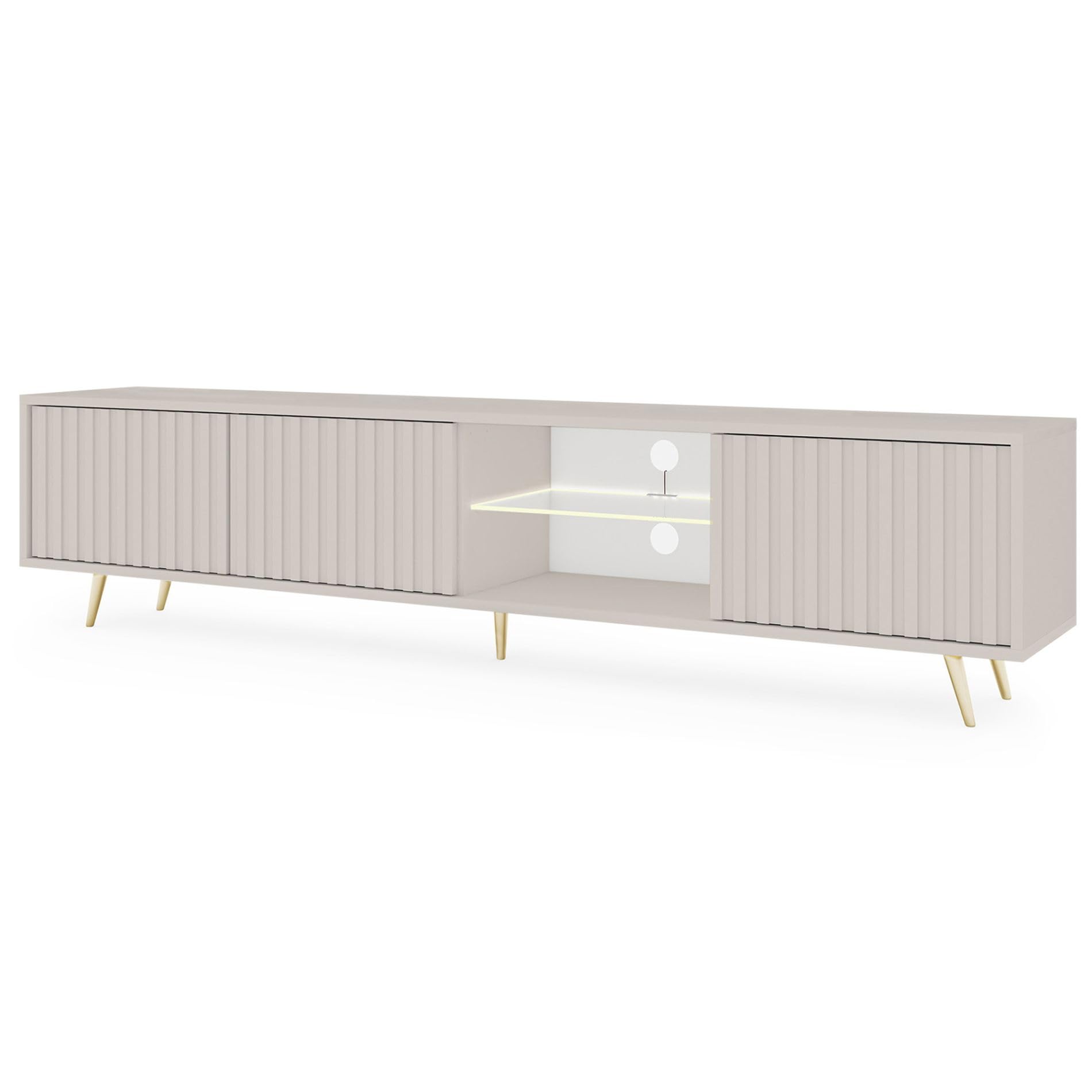 Selsey Mobile TV Mobile Porta TV Con Piedini Dorati 175 cm A Doghe Beige Grigio Bello