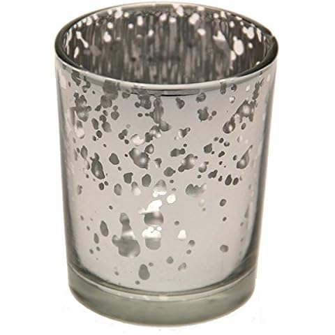 Vintage Silver Speckle Glass Tea Light Holder Cover