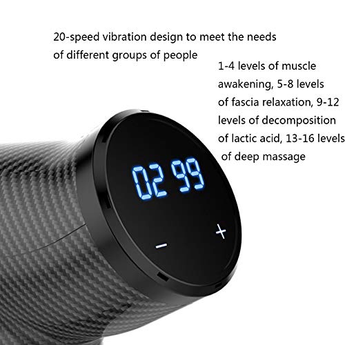 Pistola de Massagem, Massageador Portátil Portátil de Tecido Profundo, 20 Velocidades e 6 Conversão