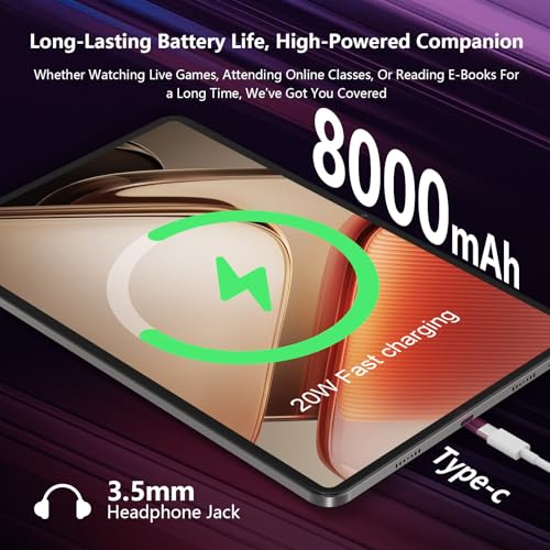 Image of Azeyou Android Tablet 12 Inch Octa-Core Large Screen Tablets, Android Tablet 2K Display, 20(8+12) GB RAM 256GB ROM 2TB Expand, 5MP+13MP Camera, Dual-WiFi, 8000mAh Support 20W Fast Charge