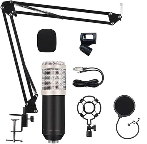 ELzEy Set di microfoni a condensatore da studio con armatura di sospensione for cantare negli studi di gioco