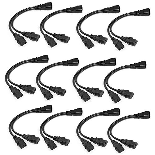 12-Pack UPS Server Y Splitter C14 to 2 x C13 Power Extension Cable Bundle
