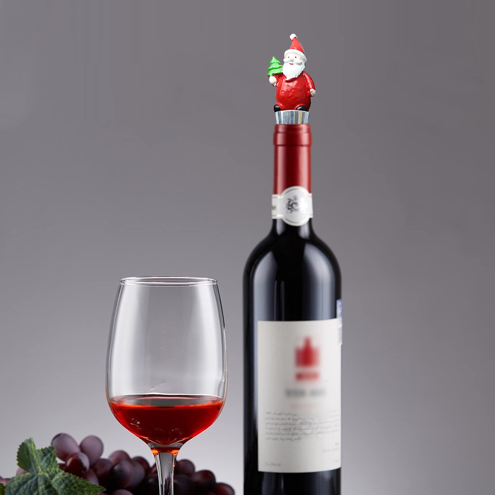 5 Coperchi Decorativi Per Bottiglie Di Vino A Forma Di Babbo Natale - Copribottiglia In Tessuto Non Tessuto, Regalo Natalizio (50x13 Cm)