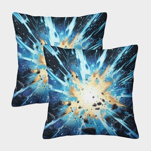 NANJIA The Art of Colour Invisible Zipper Set of 2 Homeware Cushions Decorative Throw Pillow Cases for Outdoor Home Bed Decor 40x40cm
