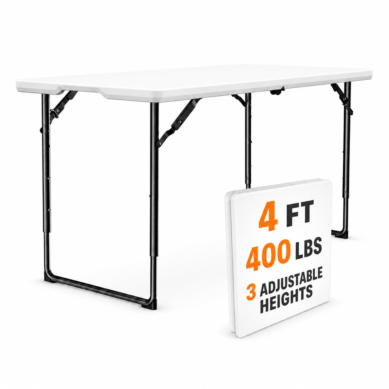 Amazon.com: FurniEdge 4ft Folding Table with Adjustable Height