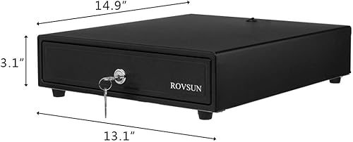 Miniatura 2 de ROVSUN Cajón de caja registradora de 4 billetes y 5 monedas bandeja de almacenamiento de dinero con bloqueo impresora de recibos de cable RJ11