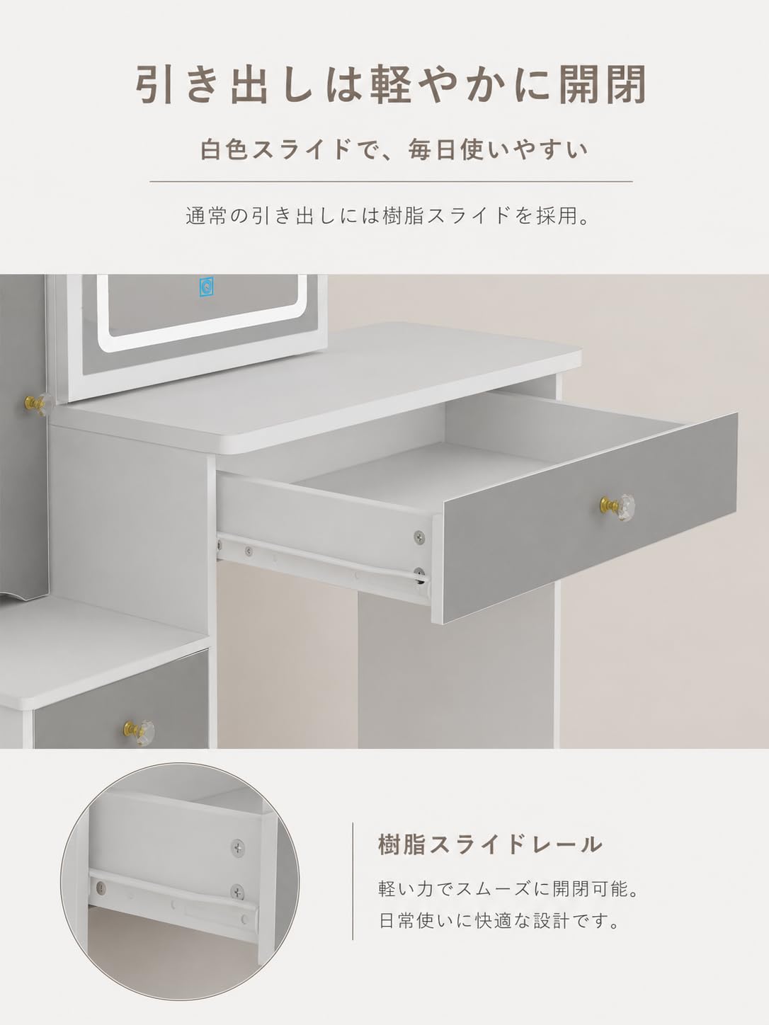 Amazon｜Timechee ドレッサー セット コンパクト ミラー 幅90×奥行40