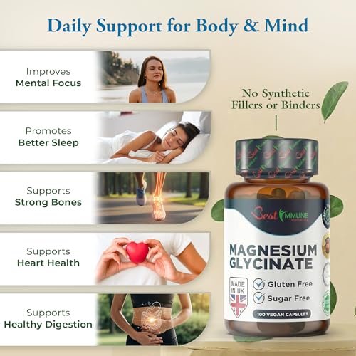Best Immune Magnesiumglycinat 500 mg Hochdosiertes Magnesium Für Optimale Aufnahme und Bioverfügbarkeit Unterstützt Energie und Wohlbefinden 100 Vegane Kapseln