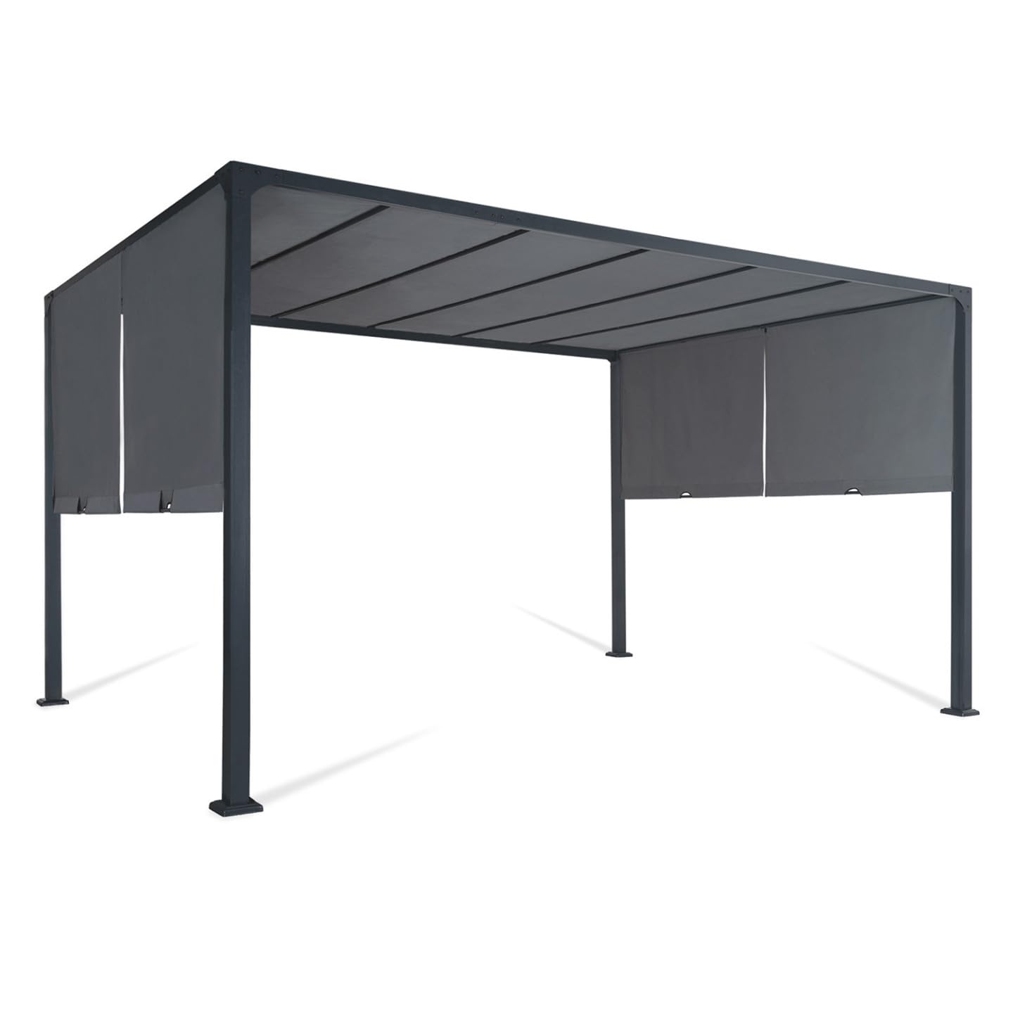 IDMarket - Pergola coulissante 2 pans 3x4 M belvédère de jardin toile gris anthracite