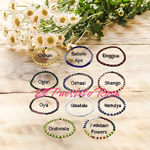 11 pcs Ilde Pulseras Santeria Handmade Unisex Stretch Bracelet Set Iyawo Babablawo Orula Shango Obatala Eleggua Ogun Ochosi Oshun Yemaya Oya San Lazaro Seven African Powers2