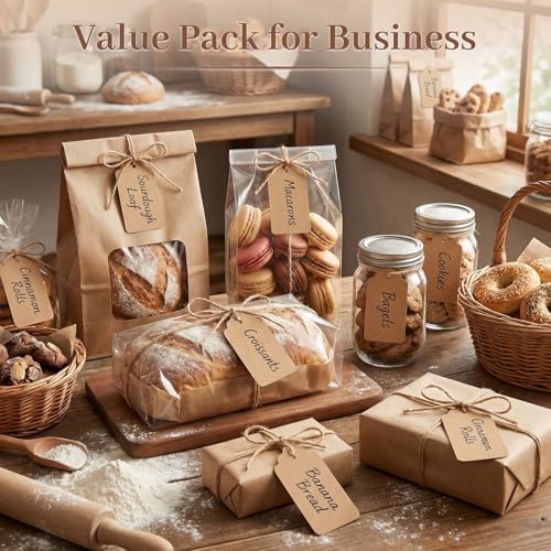 Image of SallyFashion 200pcs Kraft Paper Gift Tags with Free 200 Root Natural Jute Twine(Water Ripple)