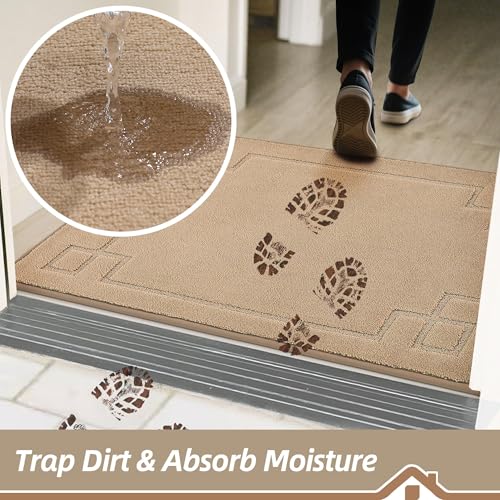 Image of BEQHAUSE Door Mat 32 inch x 48 inch, Non-Slip Door Mats Indoor Washable, Beige