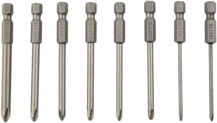 8Pcs 75Mm Long For Phillips Screwdriver Bits Set, Magnetic Cross Head Alloy Steel Drill Bit Set With 1/4 Inch Hex Shank For Electric Drills And Hand Drivers