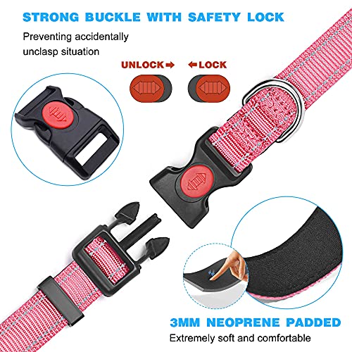 Image of haapaw Reflective Dog Collar Padded with Soft Neoprene Breathable Adjustable Nylon Dog Collars for Small Medium Large Dogs