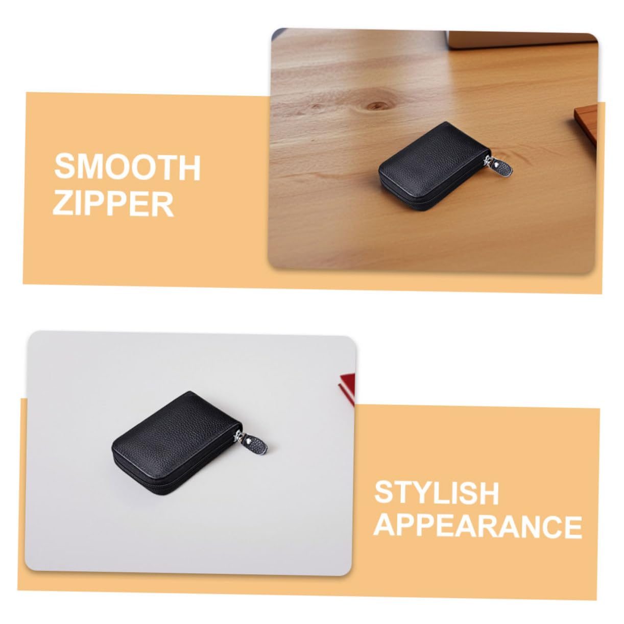 Happyyami 2piezas Porta Tarjetas De Órgano De Piel De Vaca Tarjetero y Compacto para Hombre y Mujer Organizador Multitarjetas con Cremallera para Uso Diario y Tarjetas De Crédito