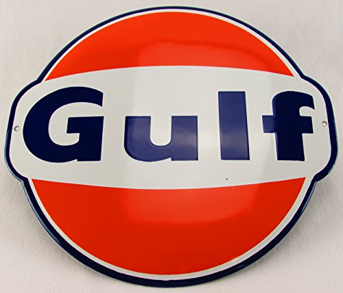 Plaque publicitaire classique en émail avec logo Gulf - 32 x 30 cm - 774 g