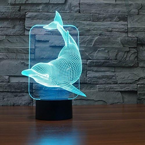 Saiam 3D Lamp Desk Table Light Cute Lovely Dolphin Shapes 7 Colors Amazing Optical Illusion Led Lamp Art Sculpture Lights Produces Unique Lighting Effects And 3D Visualization For Home Dรฉcor